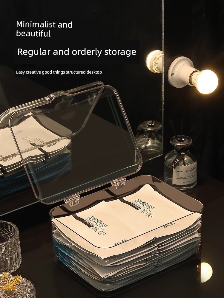 Transparent Acrylic Mask Box Flip Cover Storage Box For Home Internet Celebrity Cosmetics Dustproof Storage Box Large Capacity with Lid