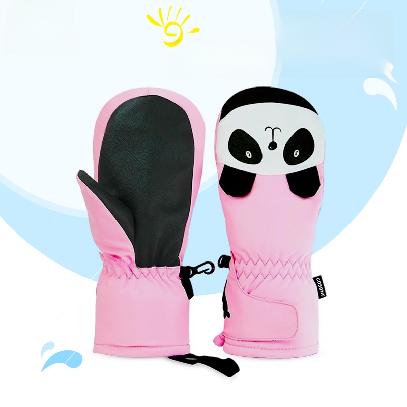 Cosone Kids Snowboard Gloves Cartoon Thermal Waterproof Winter Fleece-lined Snow Veneer Gloves Children