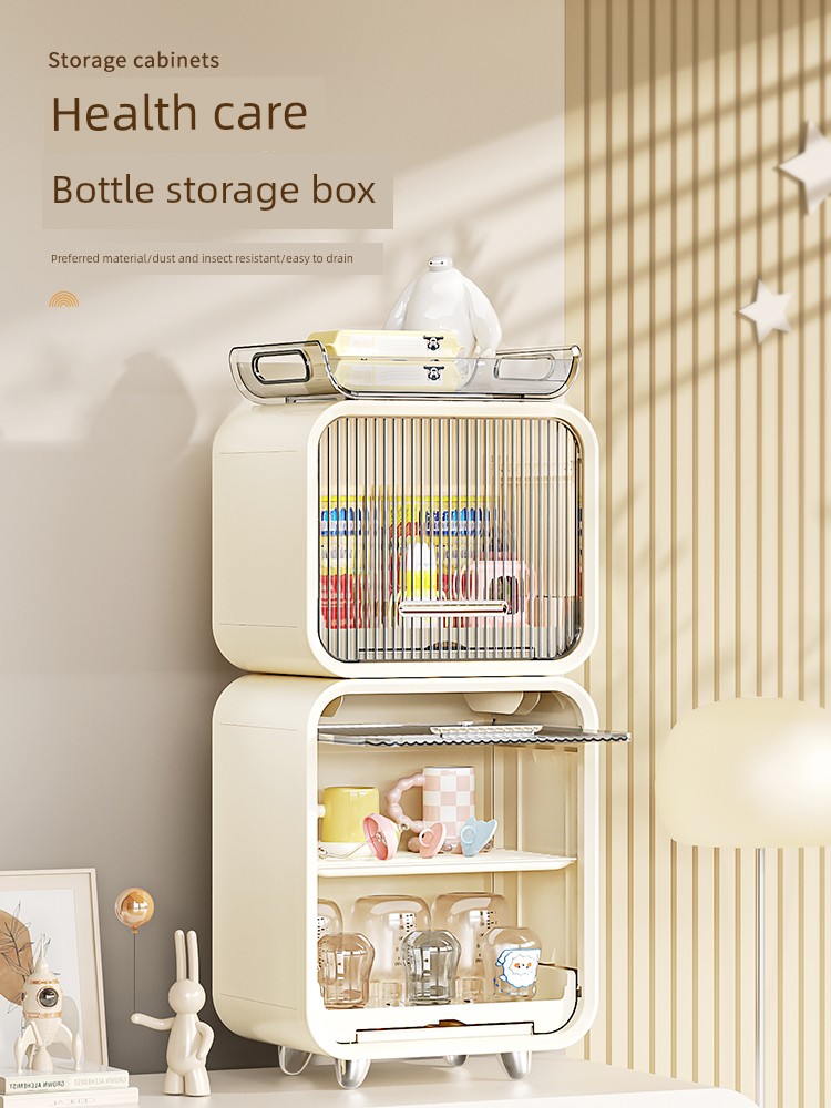 Baby Tableware Storage Box Feeding Bottle Storage Box Tool Kitchen Tableware Draining Dish Rack Baby Food Supplement Storage Cabinet