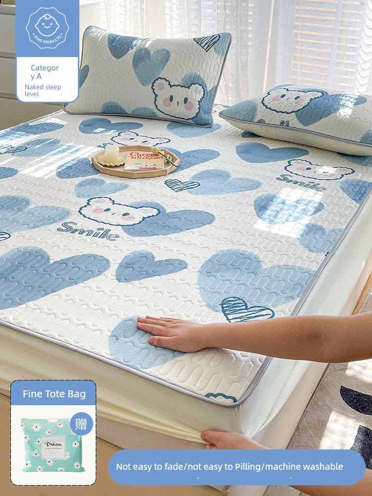 Fitted Sheet Ice Silk Latex Three-Piece Set of Summer Sleeping Mat Summer Kids Bed Sheet Bedspreads One-Piece Mattress Protective Cover All Inclusive