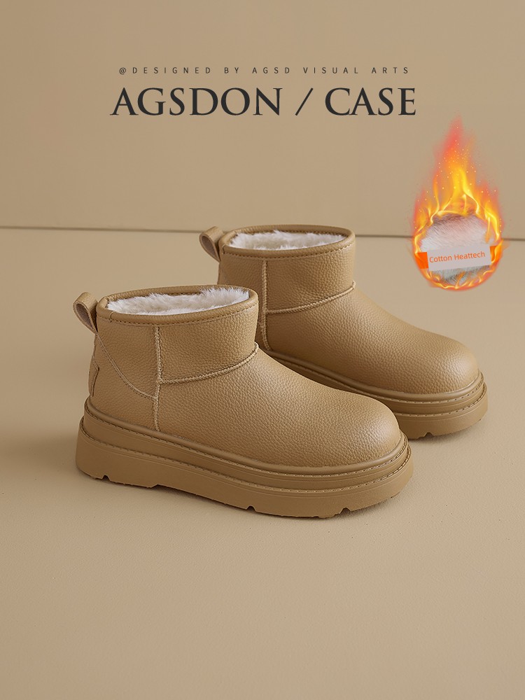 Augusto Snow Boots Women 2024 New Winter Fleece-lined Thickened Northeast Cotton-padded Shoes Thick Bottom Non-Slip Furry Ankle Boots