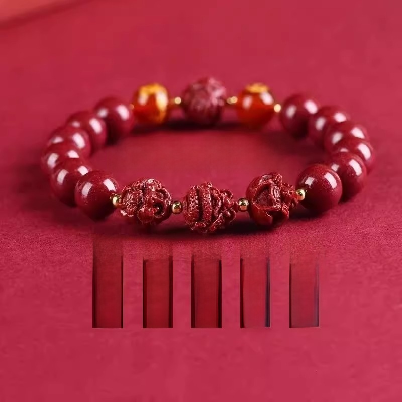 Genuine Goods Natural Cinnabar Bracelet Snake Year of Fate Mascot Lucky Beads Charm Bracelet Zodiac Natal Buddha Bracelet