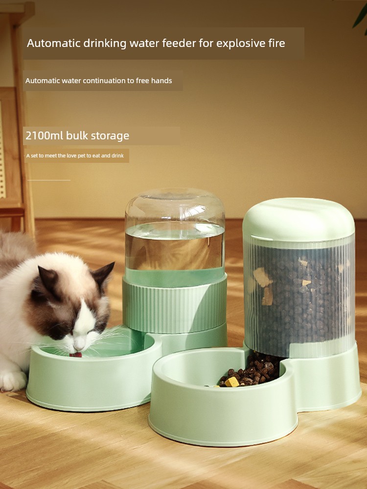 Cat Automatic Pet Feeder Cat Food Machine Dog Feeder Water Dispenser Drinking Water Integrated Non-Plug-in Pet Supplies