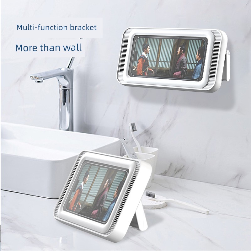 Miaoku [with Sound Hole] Bathroom Waterproof Mobile Phone Box Loudspeaker Box Support Retractable Rotate Bath Binge-Watching Tool Kitchen Toilet Storage Rack Shower Watching TV Playing Wall