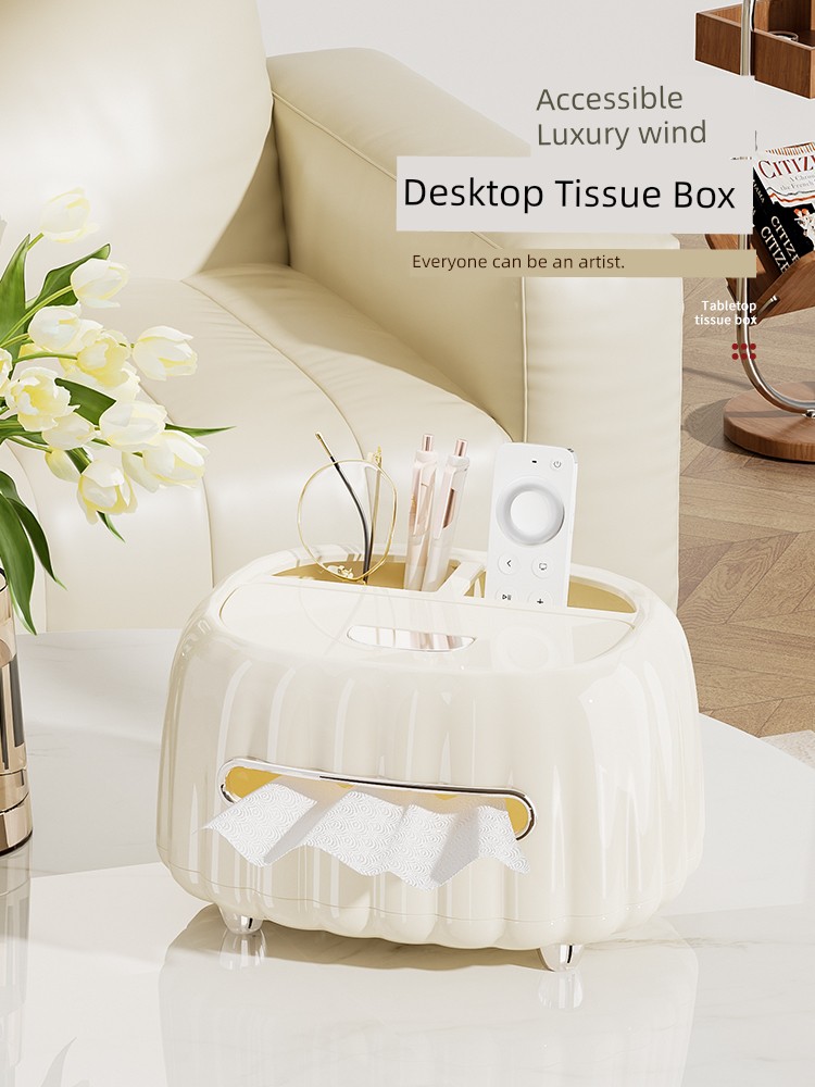 Fancy Accessible Luxury Tissue Box For Home Living Room Coffee Table High-End Paper Extraction Box Remote Control Storage Desktop Creative Ornaments