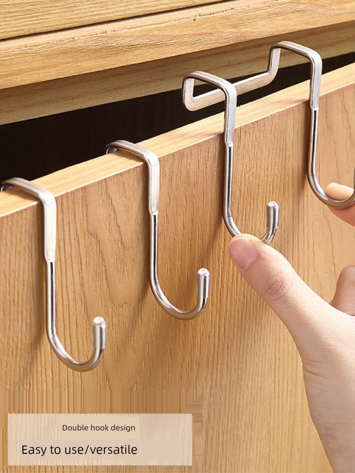 Cabinet Stainless Steel Punch-Free Transparent Hook over the Door