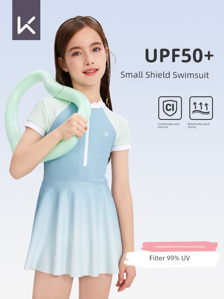 Keep Kids Swimsuit Girls' One-Piece Girl 2025 New Arrival Children's Sunscreen Swimwear Conservative Professional Swimsuit
