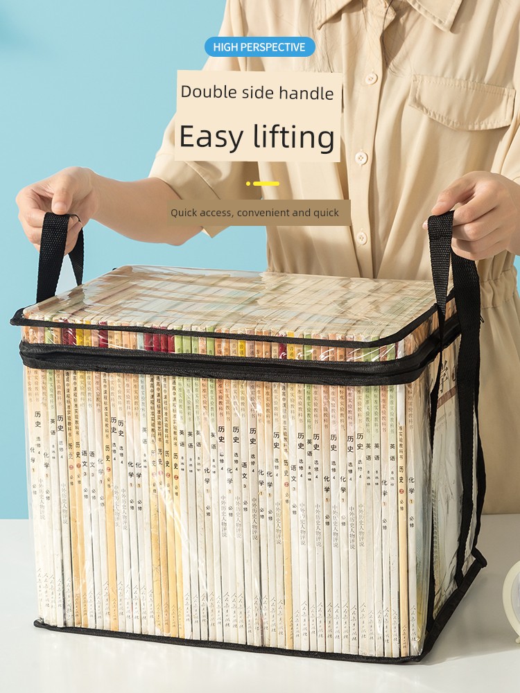 Book Storage Box Handy Gadget Old Book Student Bookshelf Classroom Book Bag Dustproof and Transparent For Home Moisture-Proof Toy Oversized