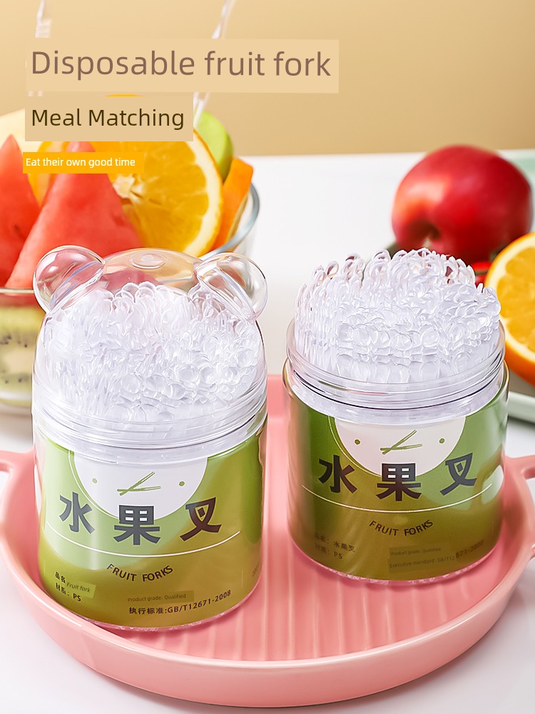 Fruit Toothpick Bottled Bags Disposable Fruit Fork Plastic Food Grade Eat Fruit Fork Cake Dessert Fork Small Fork