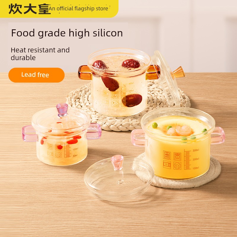 Cooker King Steamed Egg Bowl For Home Small Stew Pot Glass Bowl with Lid Cubilose Stewing Steamed Egg Cup Tureen Baby Tableware Bowl
