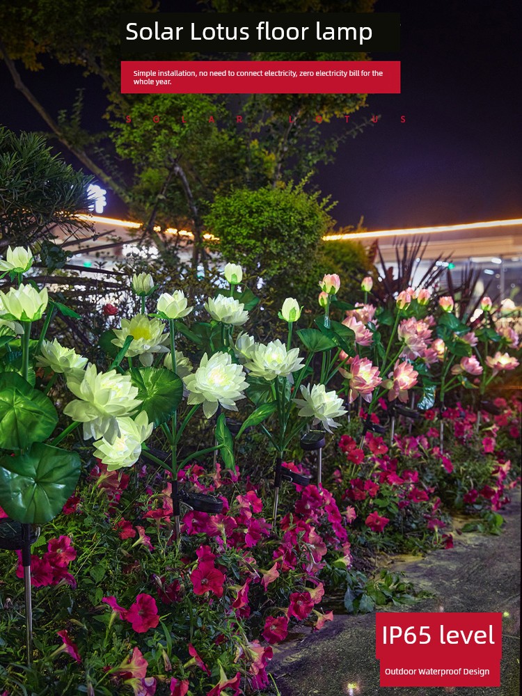 Outdoor Solar Ground Lamp Lawn Garden Lamp Garden Yard Decoration Lotus Rural LED Lighting Landscape Lamp