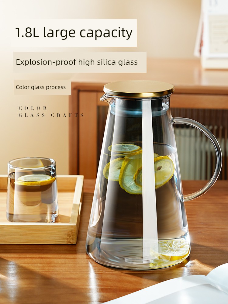 Cold Water Bottle Glass High Temperature Resistance For Home Cold Water Jar Set Large Capacity Teapot Jug Cool Water Pot Juice Water Kettle