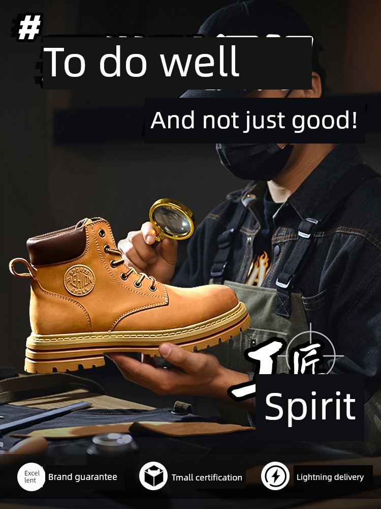 Kicking Outdoor Worker Boots Male Martin Boots 2025 New Arrival Thick Sole Height Increasing Parka Hiking Bumblebee Boots for Women