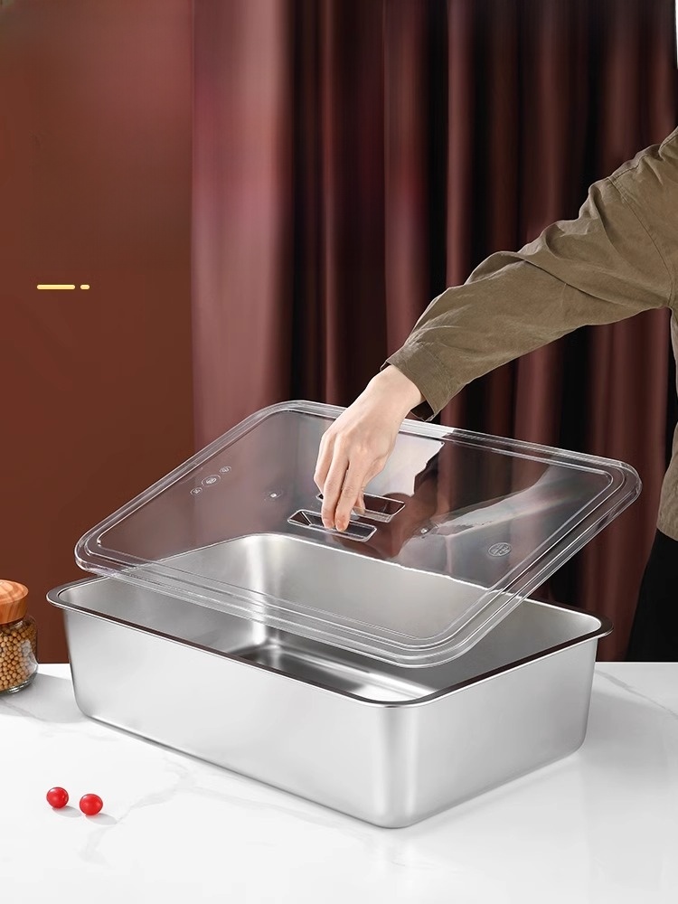 Tray with Cover Rectangular Commercial Catering Stainless Steel
