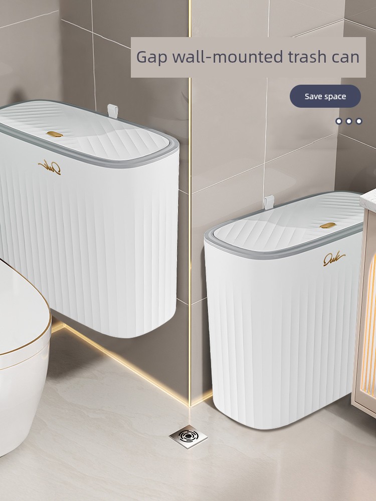 Trash Can New Homehold Gap Bathroom Kitchen Living Room Office Accessible Luxury Large Capacity with Lid Wall Hanging Wastebasket