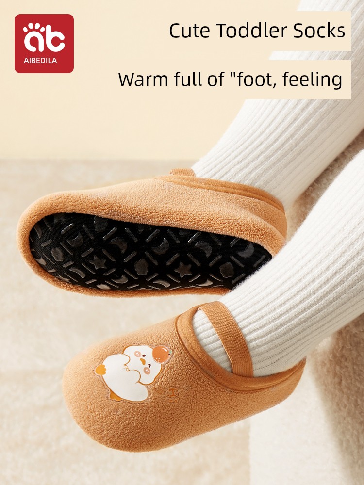 Room Socks Baby Spring, Autumn and Winter Non Slip Cold Insulation Newborn Infant Boys and Girls Soft Bottom Indoor Toddler Shoes Socks