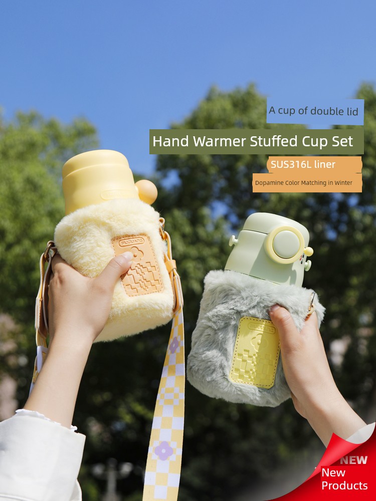Fuguang Children's Thermos Cup Women Good-looking 316L Primary School Student Water Cup with Straw Convenient Kettle Warm Hands Cup