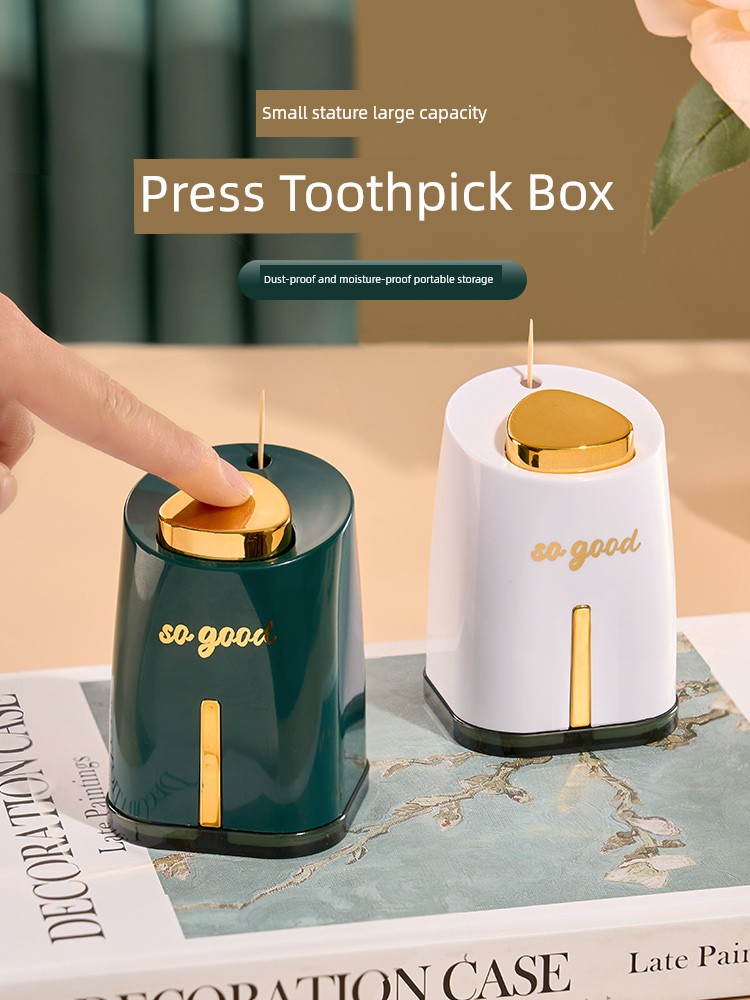 Jie'an Xi High-End Toothpick Box Accessible Luxury Good-looking For Home Creative Push Button Toothpick Bottle Automatic Pop-up Toothpick Tin