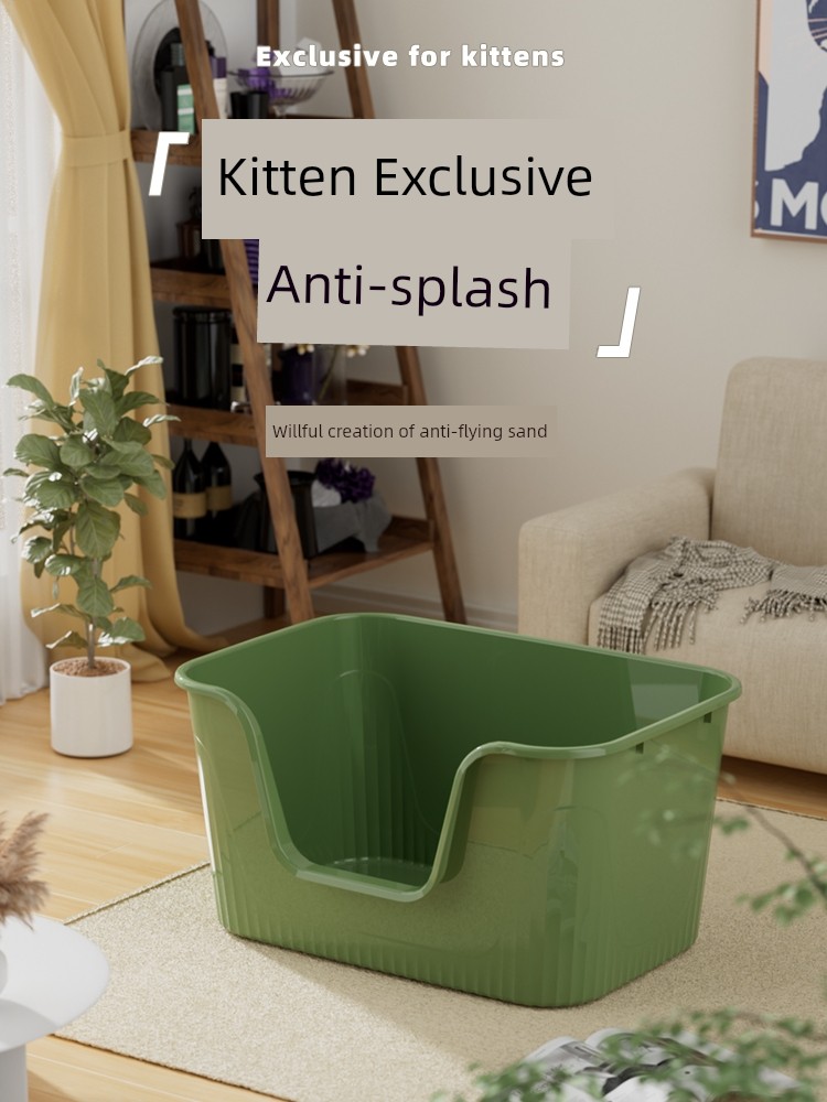 Litter Box Pet Kittens Toilet Full Open Anti-Splash Pad Cat Litter Basin Cat Small Size Bedpan Cleaning Supplies