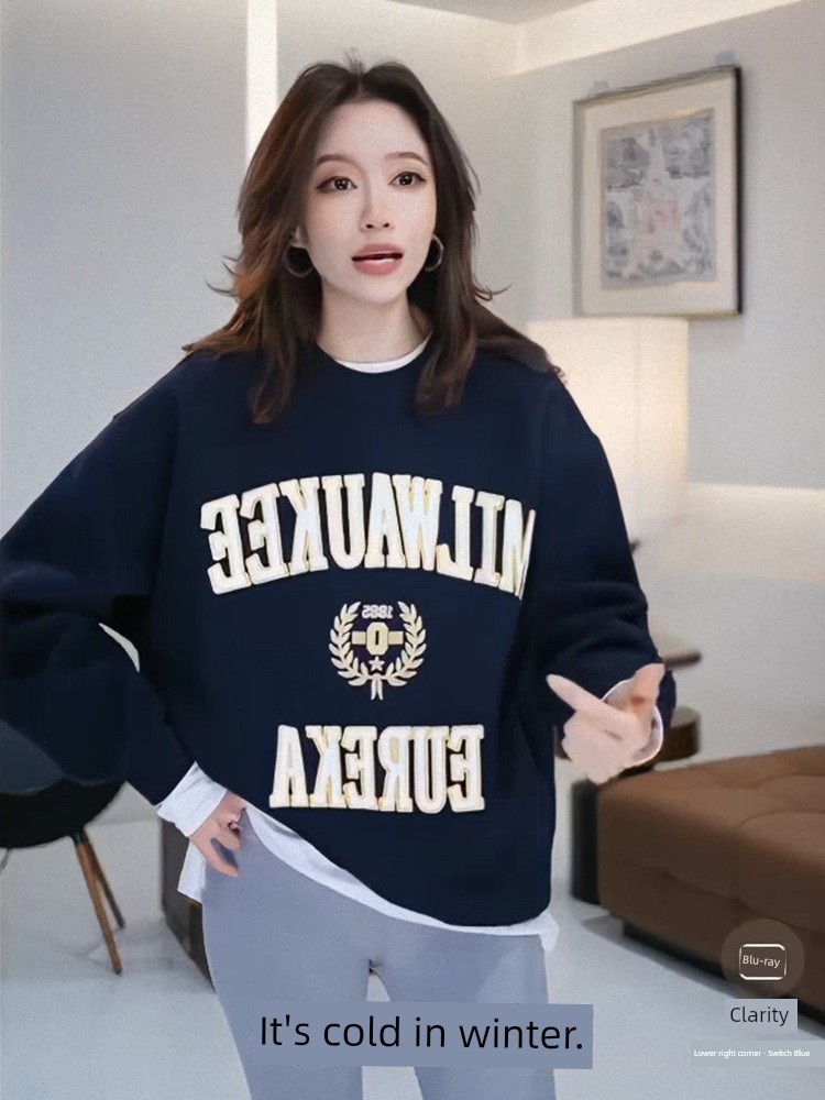 Popular Country Trendy Fancy Wear Loose Long Sleeve Top 2025 Autumn New Arrival Shoulder Elegant Slimming Sweatshirt