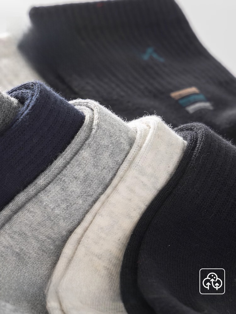 Zhuji Socks Men Autumn and Winter Pure Cotton Mid-Calf Length Socks 100% Cotton Athletic Socks Deodorant and Sweat-Absorbing Boys Stockings