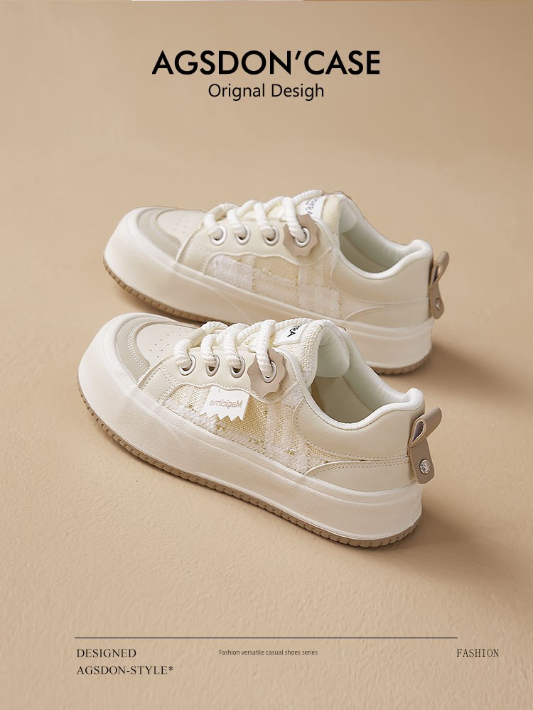 Augusto Breathable Easiest for Match White Shoes Women's 2024 New Arrival Summer Cute Biscuit Shape Shoes Fancy Casual Board Shoes