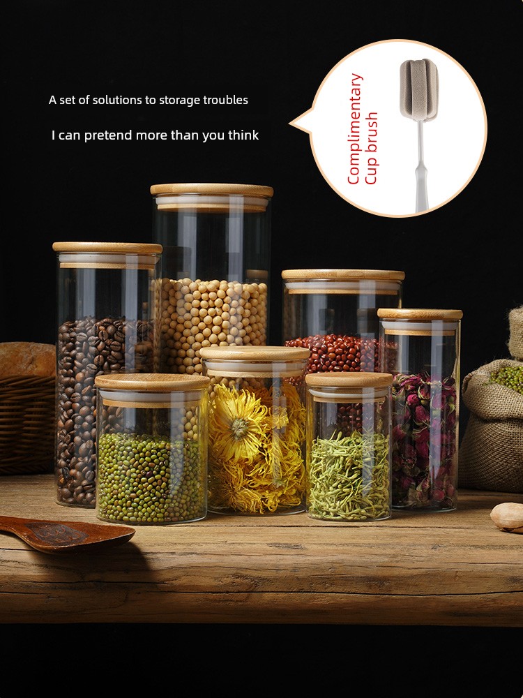Glass Sealed Can Food Grade Kitchen Storage Jar Large Capacity Transparent Tea Jar Cereals Storage Jar Bottle