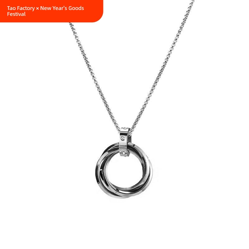 Accessible Luxury Titanium Steel Men's Long Type Sweater Chain Pendant Ring