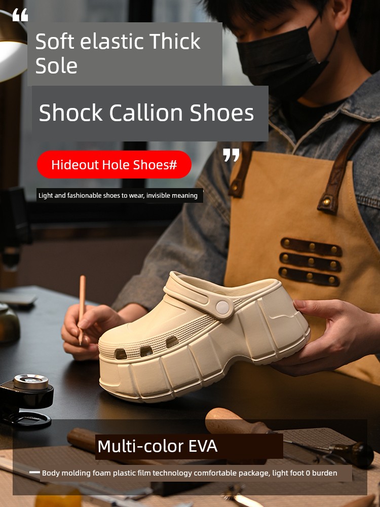 Hole Shoes Thick Sole Height Increasing Men's and Women's White 2025 New Arrival Summer Outwear Non-Slip Deodorant Eva Sandals