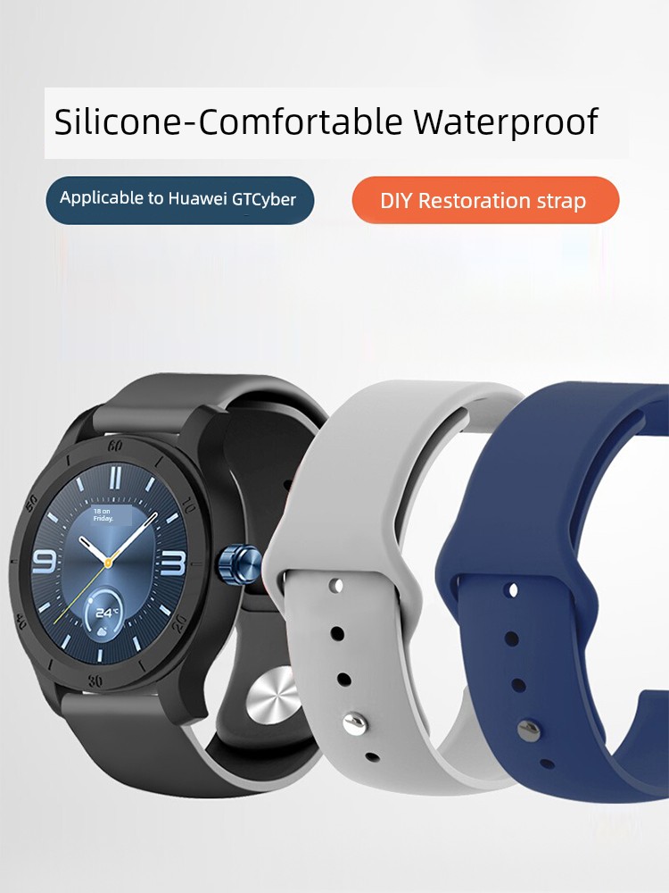 For Huawei GT Cyber Reverse Buckle Silicone Strap Watch Smart Sports Watch Replacement Belt Fashion Stylish 22mm Accessories New Arrival Saibo Half-Wrapped Case Men's and Women's All-Matching Comfortable Wrist Strap