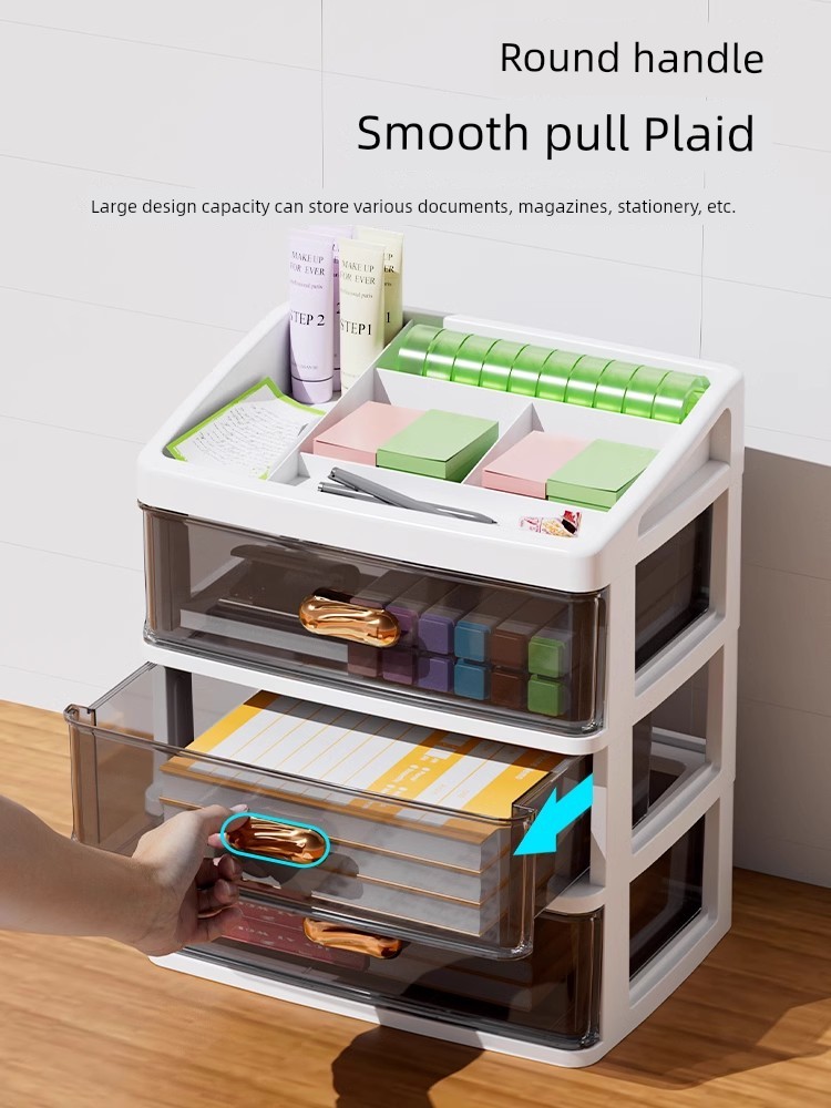 Multi-Functional Desktop Storage Box Drawer Desk Large Capacity Storage Rack Office Desk File Sundries Stationery Cosmetic Storage Finishing Box Storage Box Kids Student Desktop Pen Holder Stationery Box