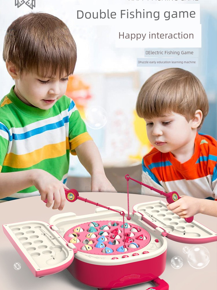 Kids Electric Magnetic Rotate Fishing Plate Puzzle Multi-Functional Parent-Child Interaction Toys 3-6 Years Old Concentration Training