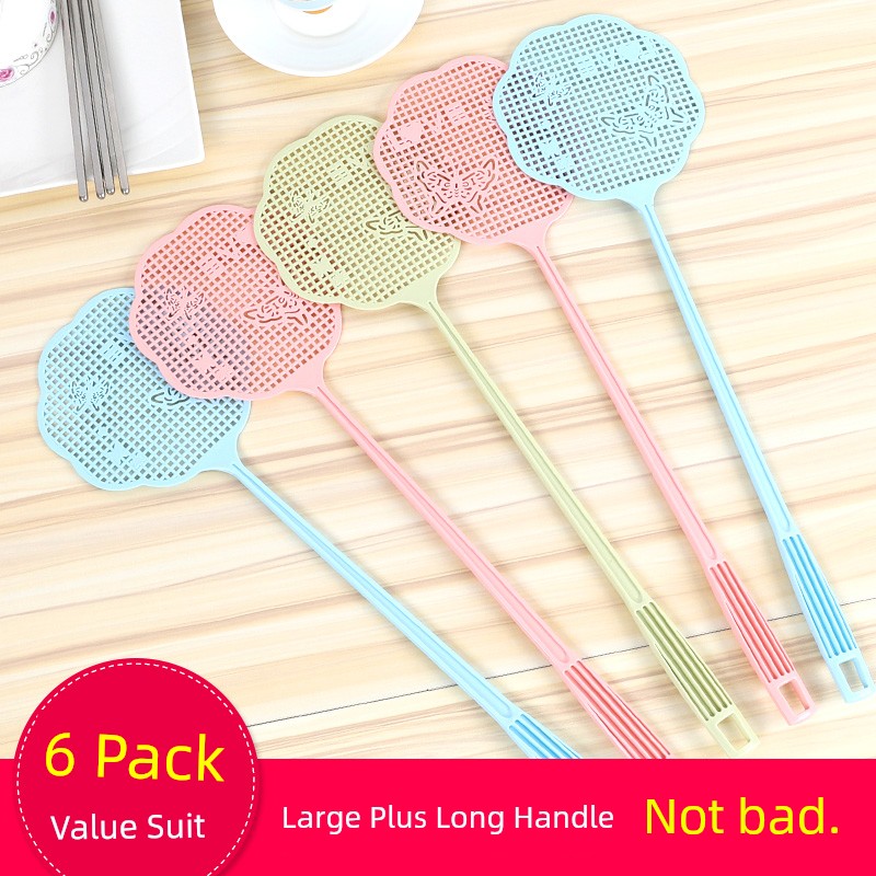 Swatter For Home Long Handle Strong Teaching Aids Old-Fashioned Plastic Large Size Non-Cooked Glue Thickened Manual Fly Swatter