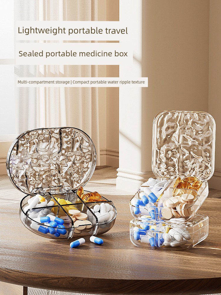 Small Medicine Box Sub-Packaging Portable Small Size Carrying Travel Mini Large Capacity 7-Day Tablet Medicine Storage Box