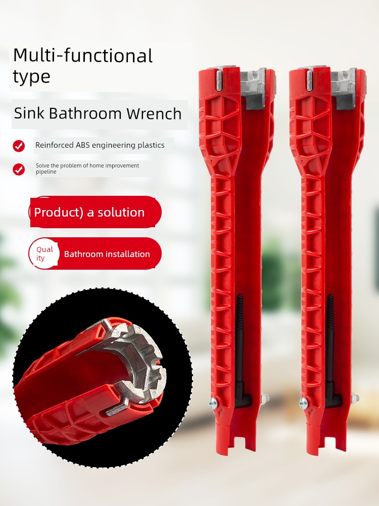 Multifunctional Sink Wrench 8 in 1 Bathroom Special Washbasin Faucet Water Pipe Unscrewing Handy Gadget Installation Tool