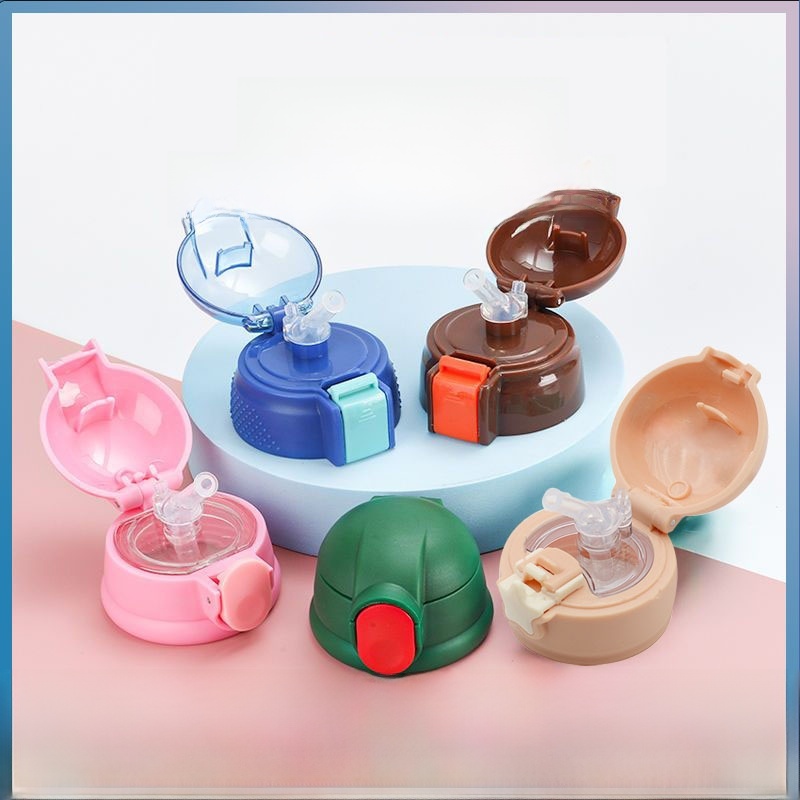 Leak-Proof Plug Silicone Water Bottle One-Click Children's Thermos Mug
