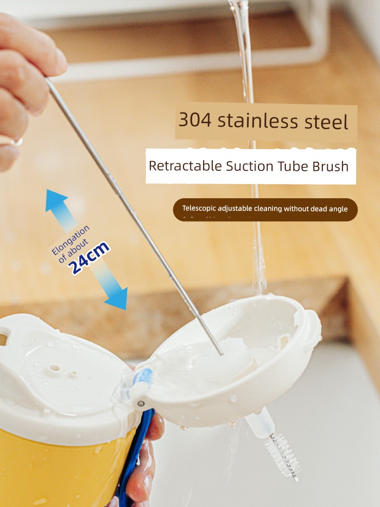 Tree Straw Brush Stainless Steel Retractable Cleaning Feeding Bottle Lengthened Pastry Nozzle Cleaning Brush Slender Baby Special
