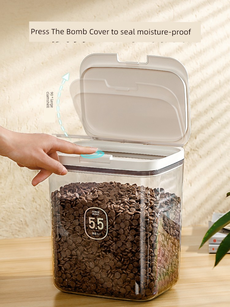 Cat Food Storage Bucket Dog Food Sealed Barrel Moisture-Proof Grain Bucket Pet Food Sealed Cat Food Can For Home Storage Box