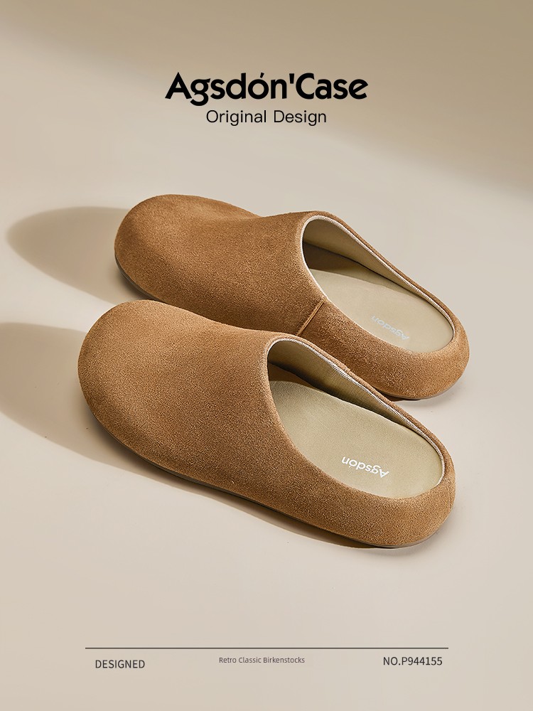 Ogushi Closed Toe Birkenstock Women's 2024 New Autumn and Winter Thick Bottom Slip-on Lazy Slippers Boken Shoes Women