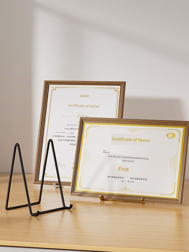 Certificate of Honor Photo Frame Book Support Bracket Medal Stand Certificate Photos on the Table Ornaments Counter Display Wrought Iron Bracket