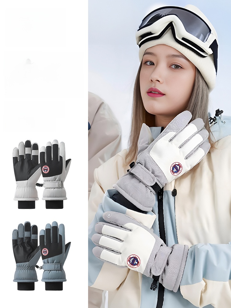 Ski Gloves Touch Screen Female Waterproof Cold Winter Wristband Male Cycling Northeast Non Slip Thickened Fleece-lined Heattech Gloves