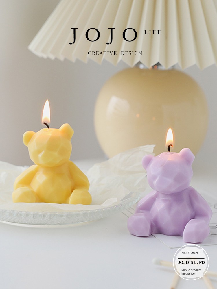 Jojo's L. Pd. Mr. Grocery. Geometric Bear Aromatherapy Candle Birthday Gift Home Decoration | Clean Kiss
