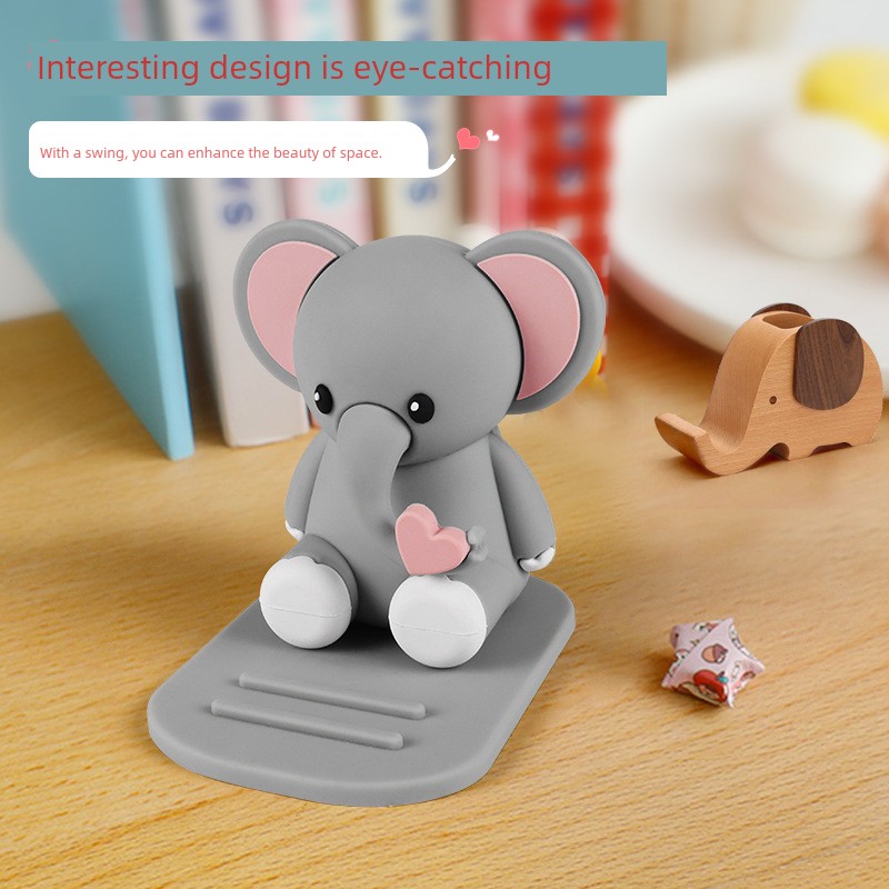 Mobile Desktop Stand Unique Creative Cartoon Cute Elephant Support Frame Office Table Decorations Elephant-Shaped Cellphone Accessories Bracket Small Ornaments for Girls Tablet Computer Stand Birthday Gift