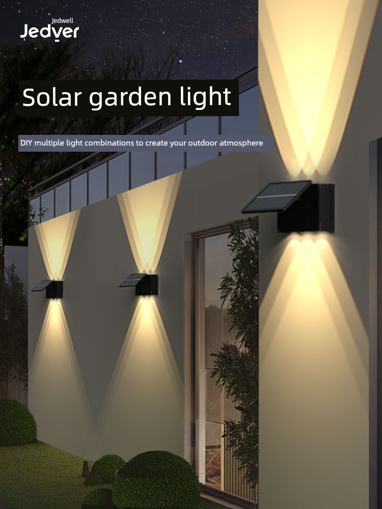 Family Solar Outdoor Light Jedewell Courtyard Waterproof For Home Decoration Ambience Light Outdoor Wall Washer Lamp Spotlight