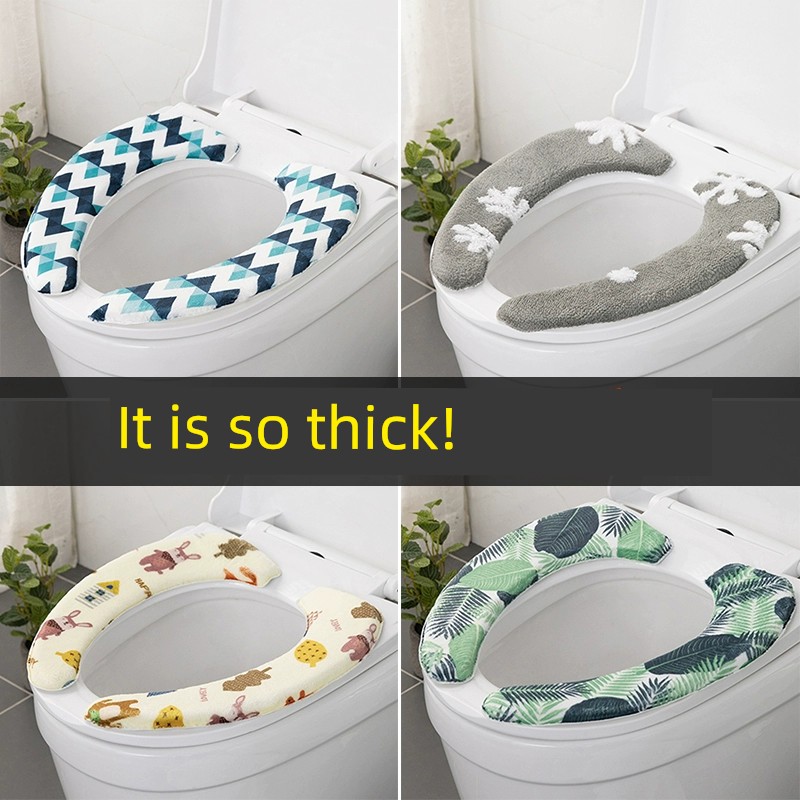 Winter Thickened Universal Toilet Cushion Seat Cushion Household Toilet Seat Adhesive Toilet Seat Toilet Seat Cover Stickers Stuffed Mat