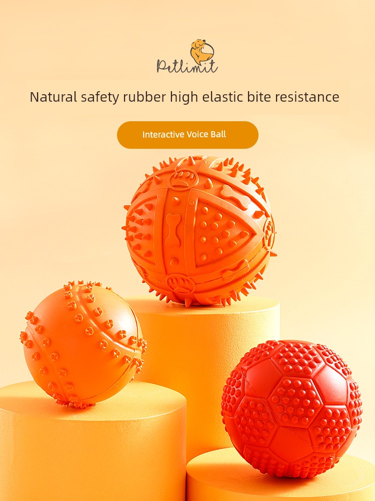 Dog Toy Pet Teether Ball Rubber Bite-Resistant Vocalization Dog Training Relieving Stuffy Small Large Dog Teddy/Golden Retriever Toy Ball