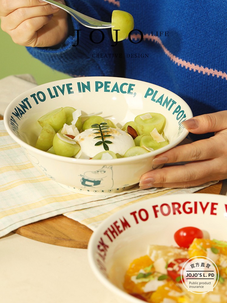 Jojo's L. Pd. State. Tall Bowl For Home Ceramic Noodle Bowl Good-looking Girl | Yu LV