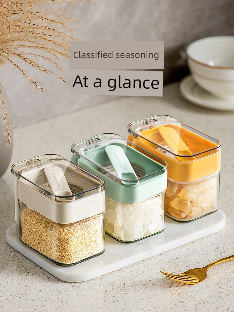 Japanese-Style Seal Seasoning Containers For Home Kitchen Classy Seasoning Box Salt Jar Glass Spice Jars Storage Set