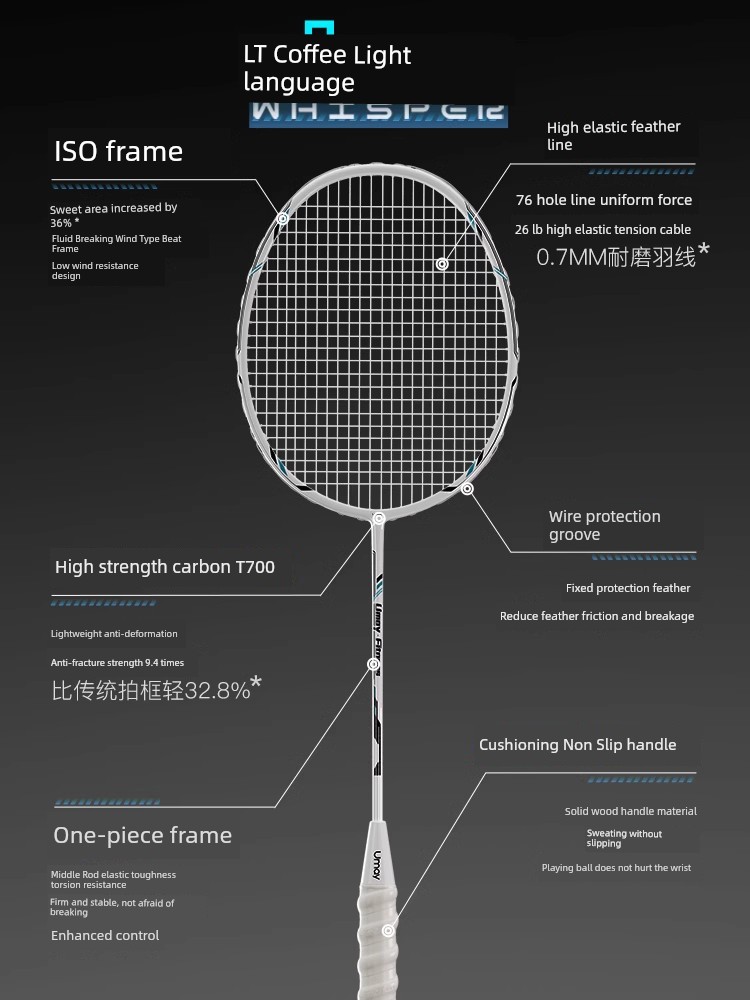 Asian Games Official Full Carbon Fiber Professional Badminton Racket