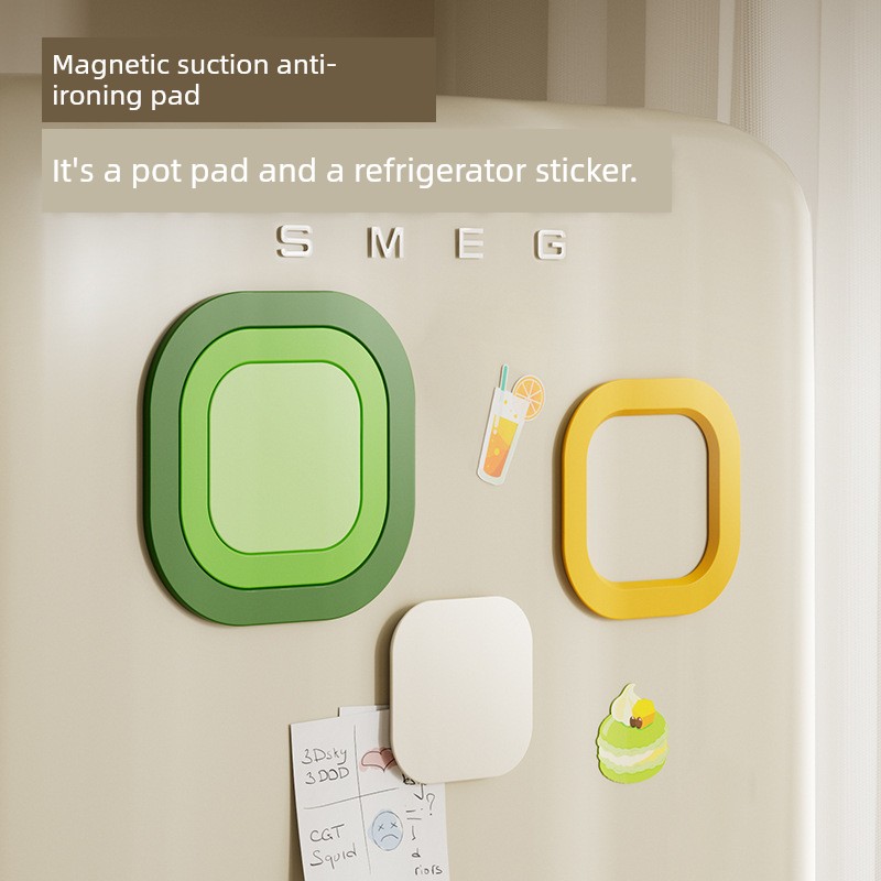Plain Three-in-One Magnetic Suction Silicone Thermal Insulation Pad Dining Table Cushion Pot Mat Coaster Dish Mat High-Temperature Resistance Anti-Scald Casserole Mat
